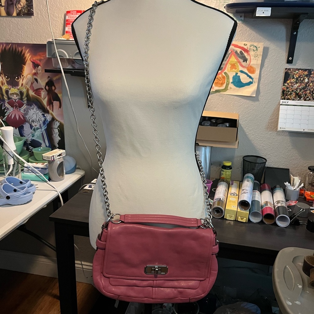 Coach Pink Crossbody Bag with Chain Strap